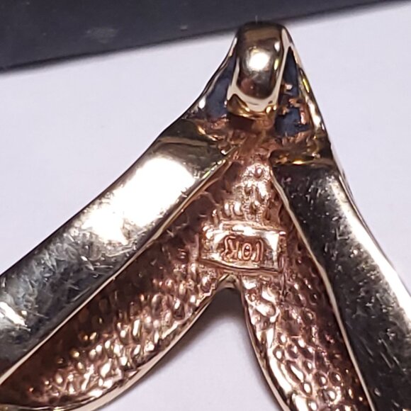 Vintage Custom .40ctw Natural SI2 GH Diamond "V" 10Kt Yellow Gold Enhancer#23330 - Picture 6 of 8